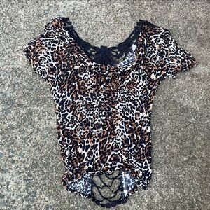 leopard print grunge fishnet slouchy y2k mcbling top